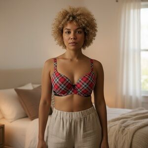 Victoria's Secret Red Plaid Bra 36DD PUSH UP‎